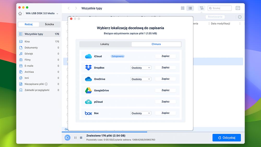 Miejsce odzyskiwania w chmurze w EaseUS Data Recovery Wizard