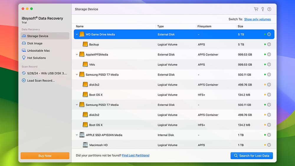 Proces skanowania w iBoysoft Data Recovery