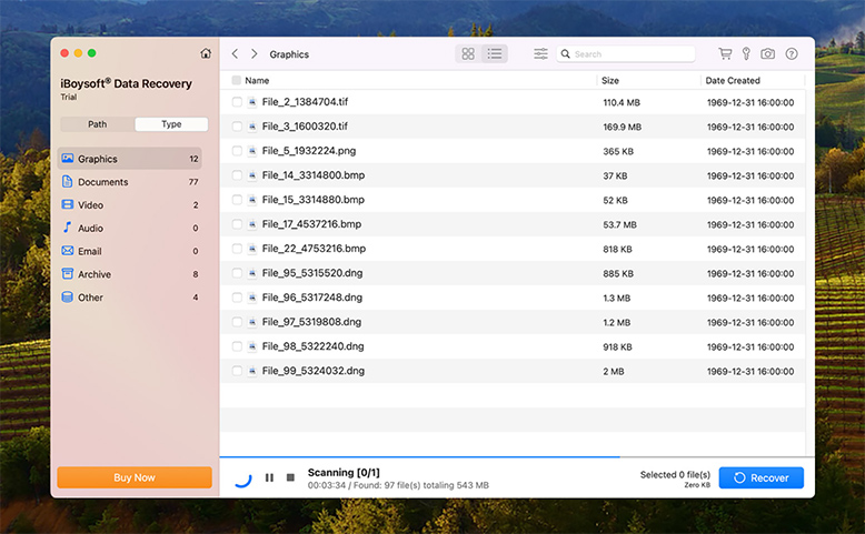 iBoysoft Data Recovery skannausprosessi