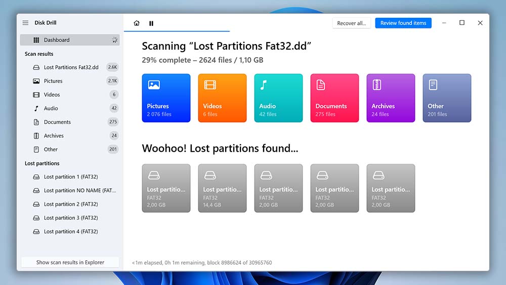 Disk Drill partition recovery