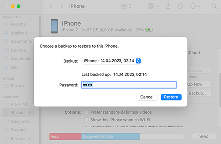 從 iTunes 備份恢復