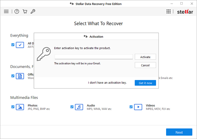 Stellar Data Recovery Activate