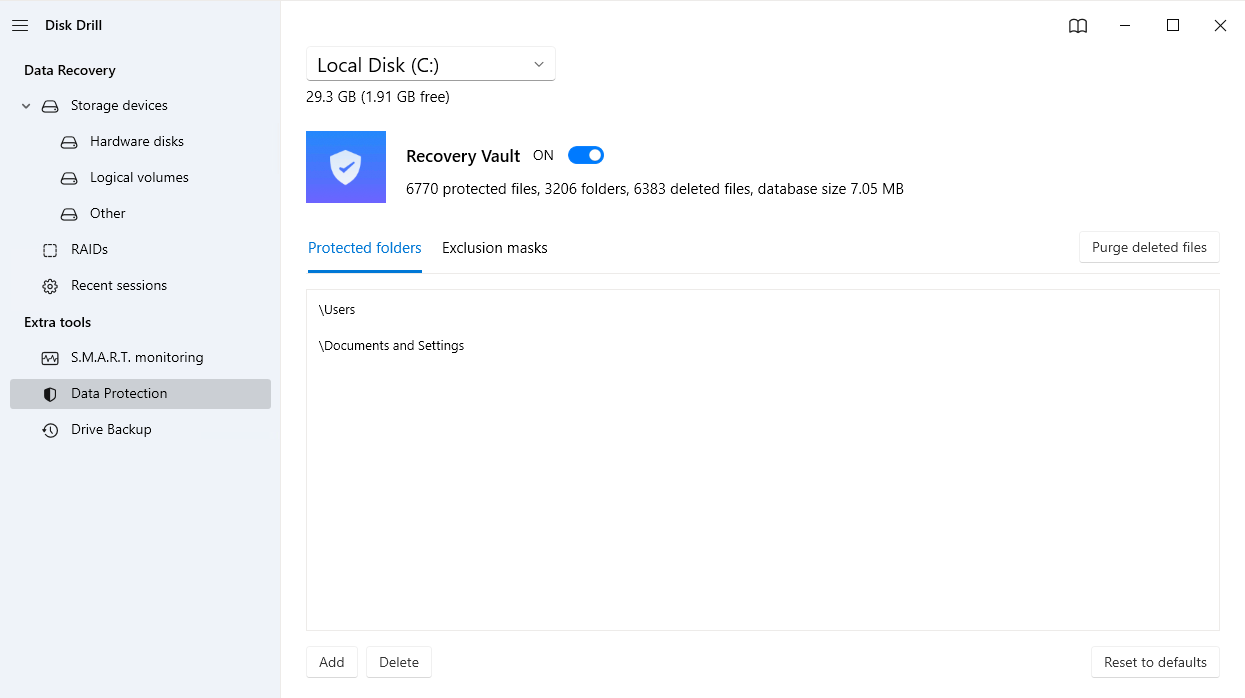 Data Protection feature.