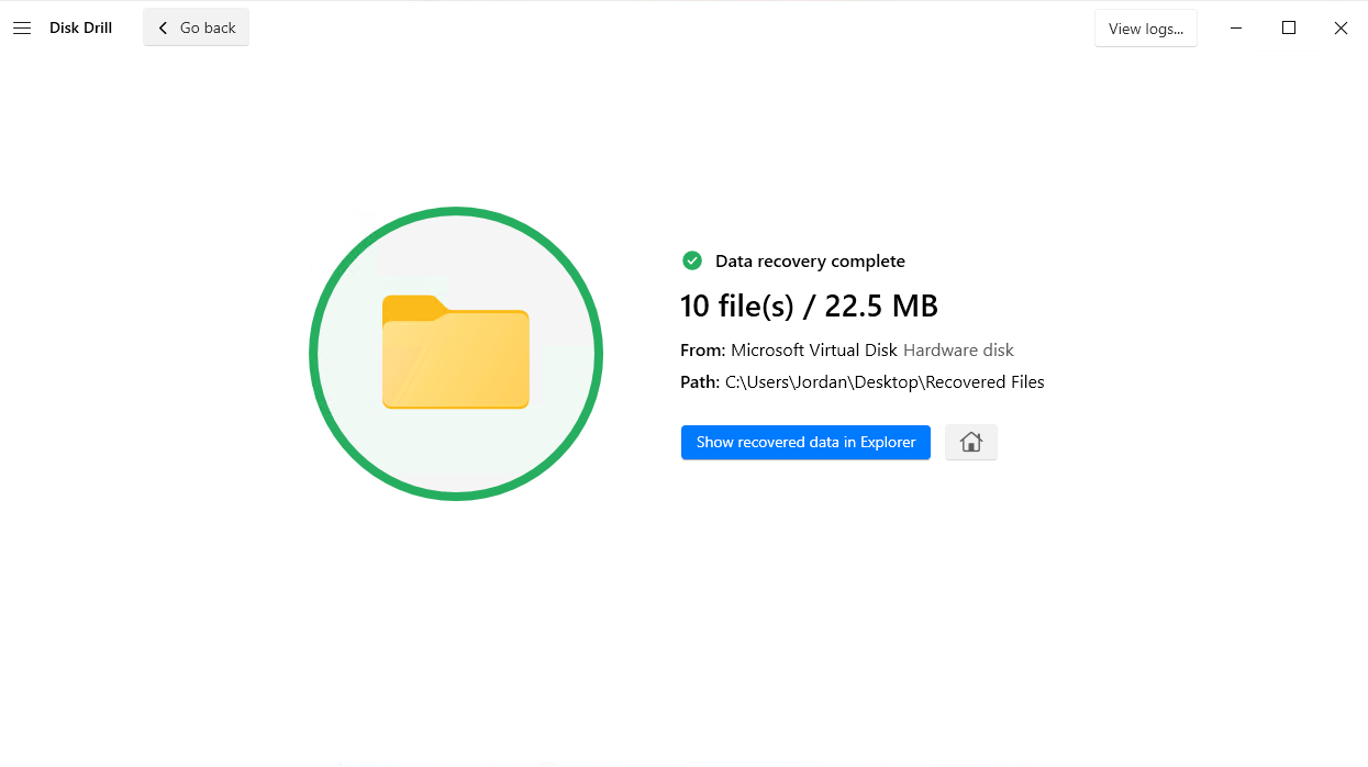 The post-recovery screen.