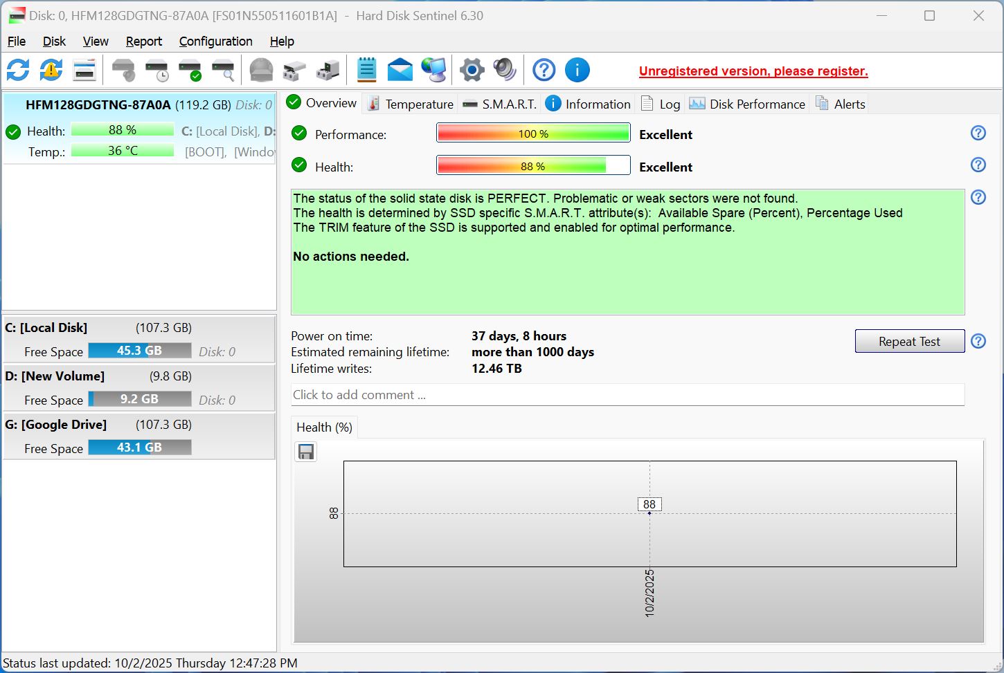 Hard Disk Sentinel GUI.