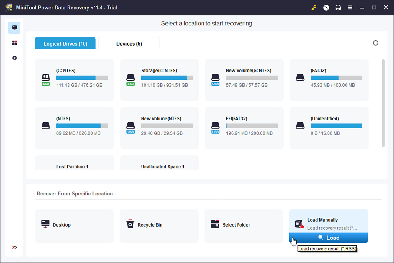 MiniTool Power Data Recovery Start Scan