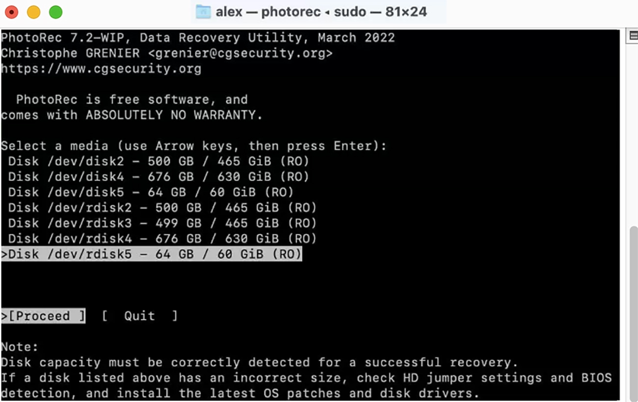 PhotoRec sd card recovery software