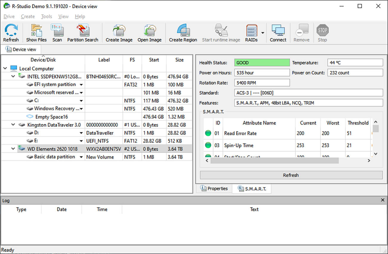 R-Studio SMART monitoring