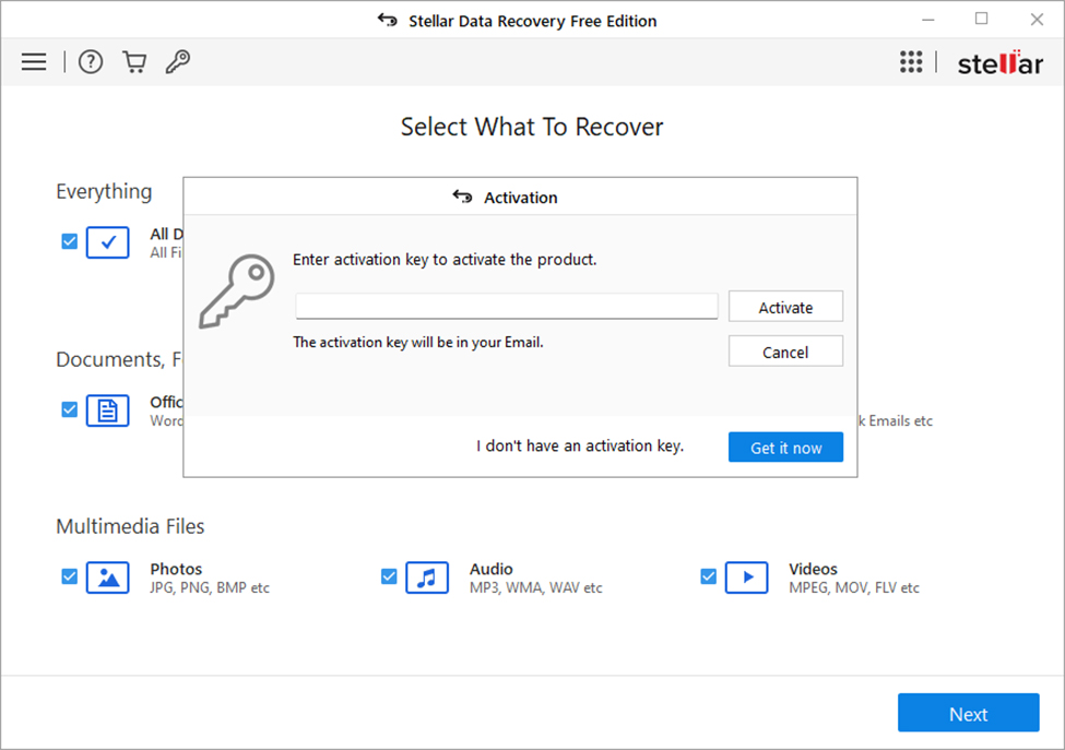 Stellar Data Recovery Activate