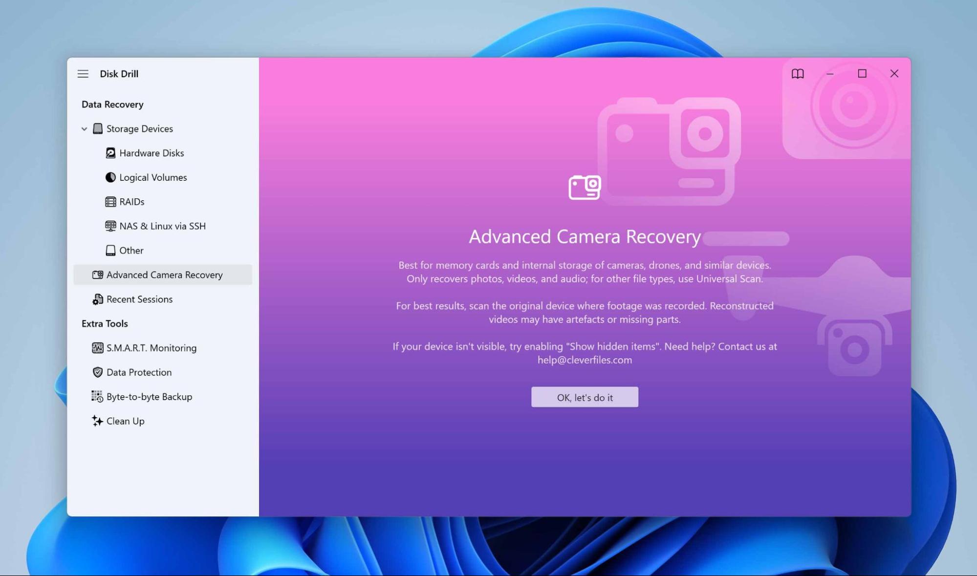 advanced camera recovery in disk drill