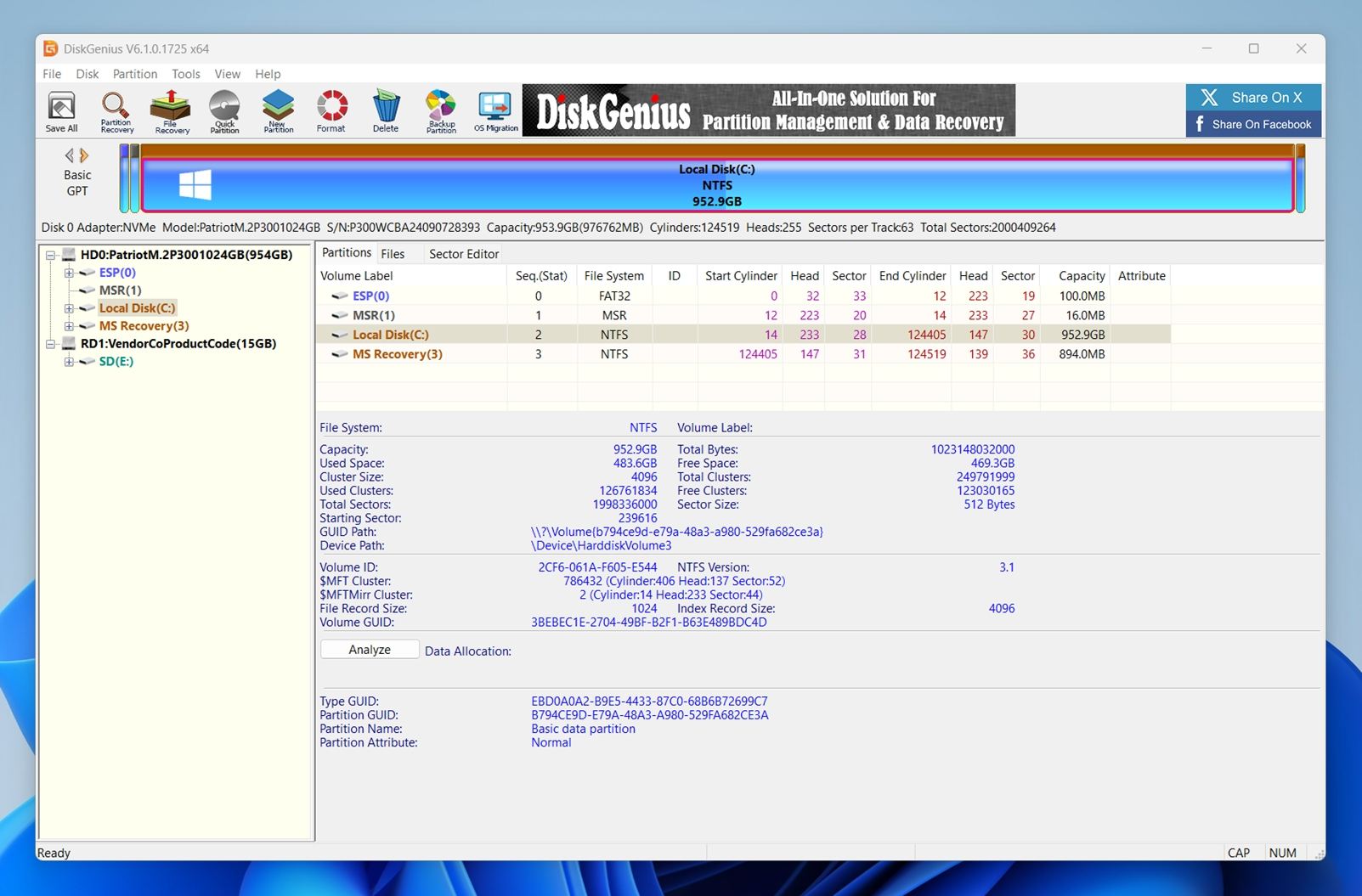 DiskGenius interface 