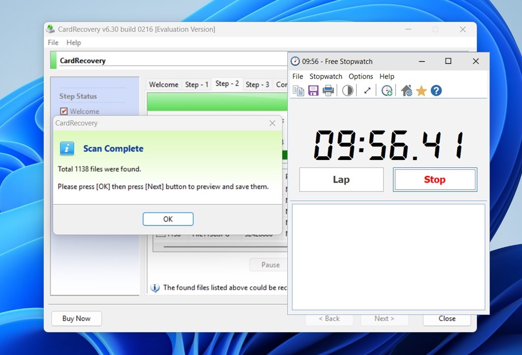 cardrecovery scan time