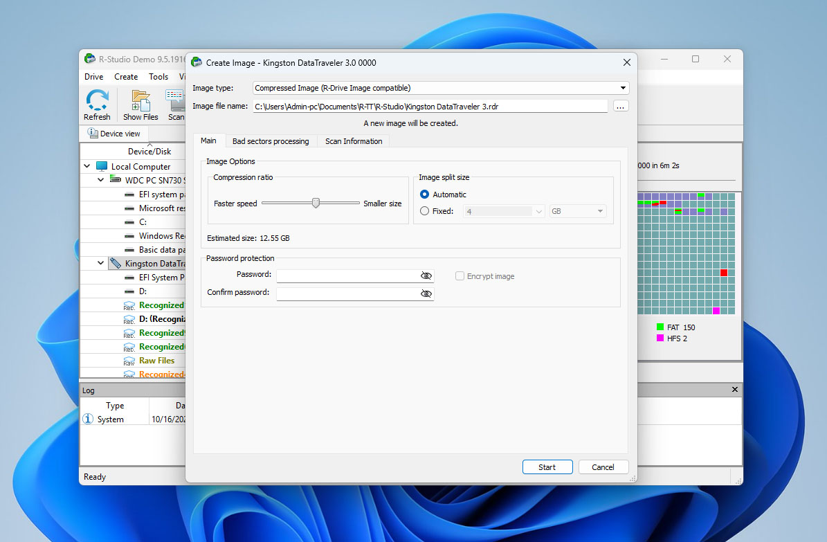 create drive image with r-studio