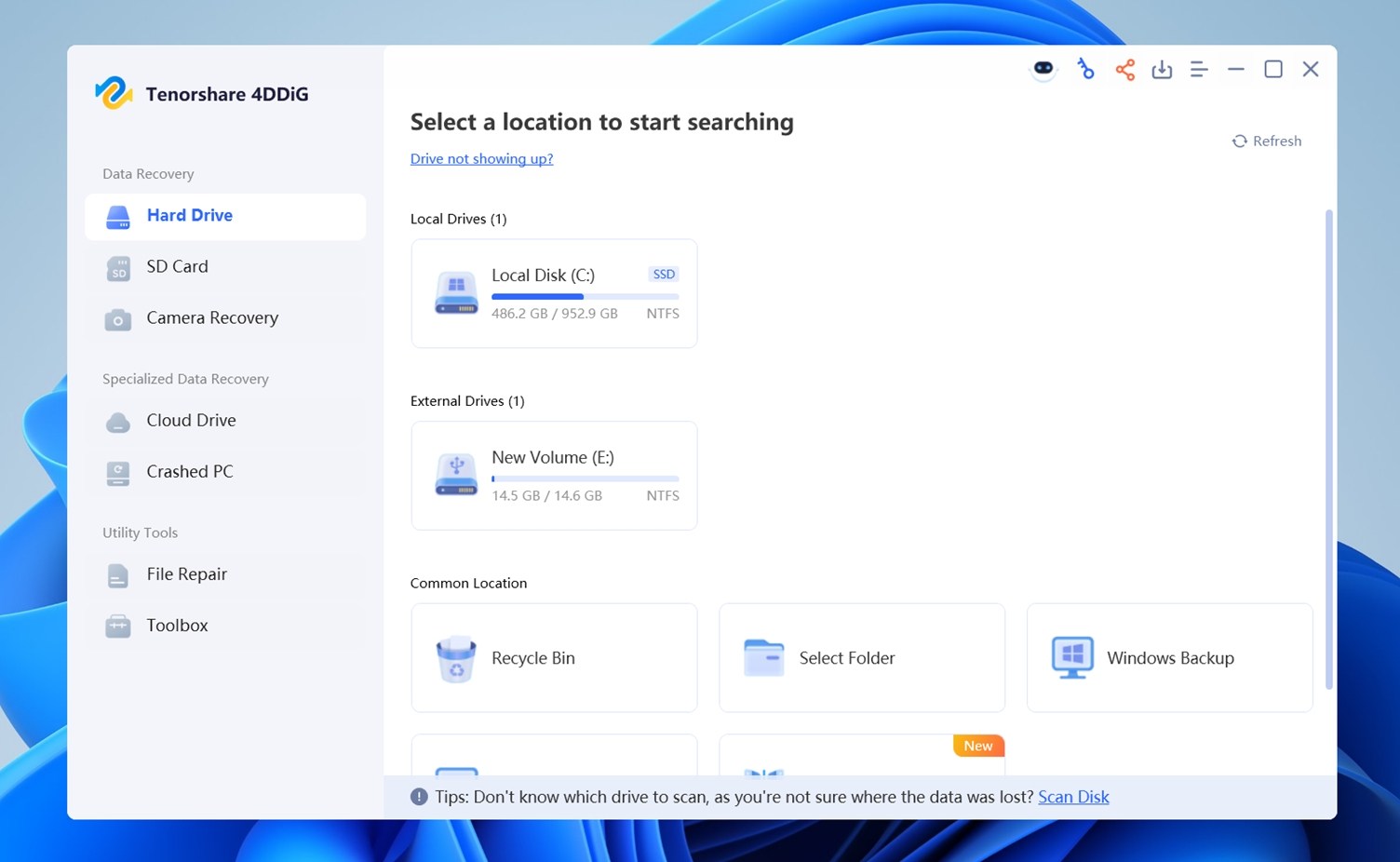 select drive for scan