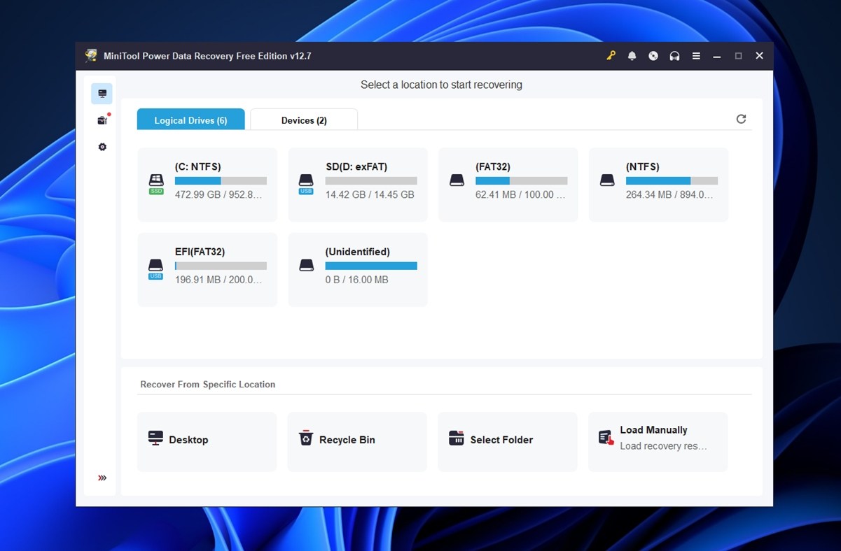 minitool user interface