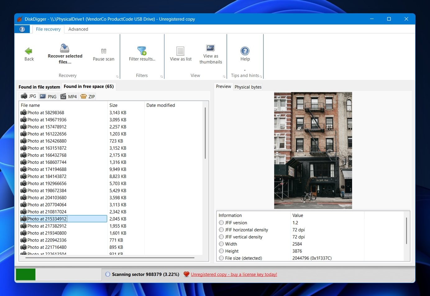 preview file sin results
