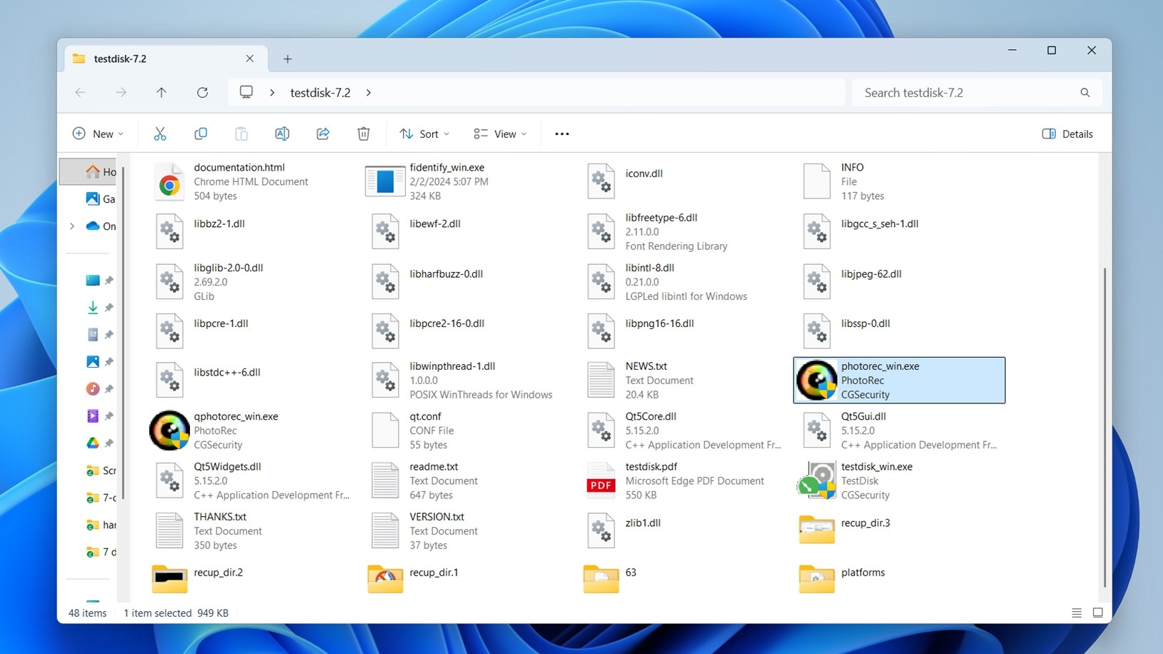extracted photorec files