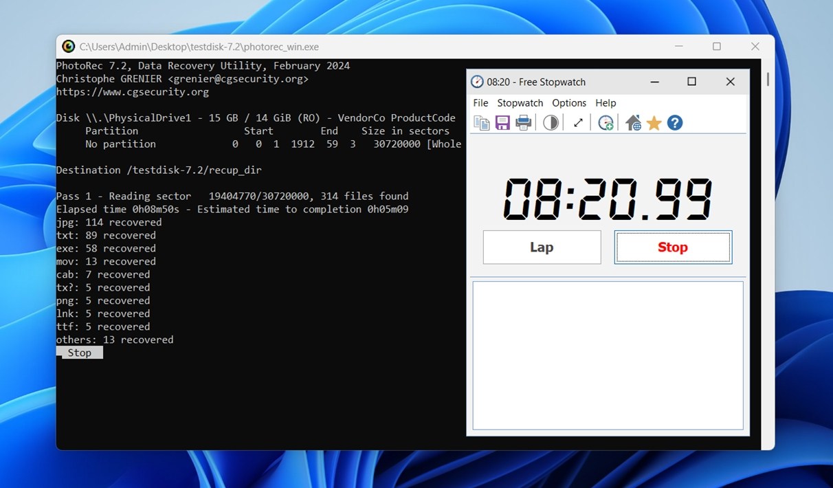 photorec scan process