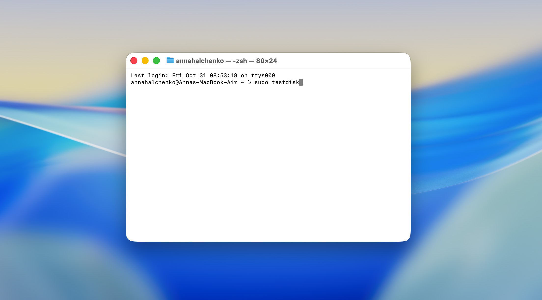 run testdisk in terminal
