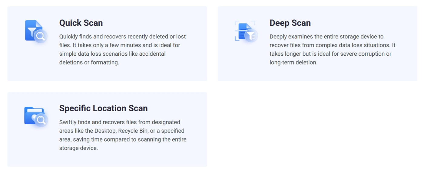 scan modes in minitool power data recovery