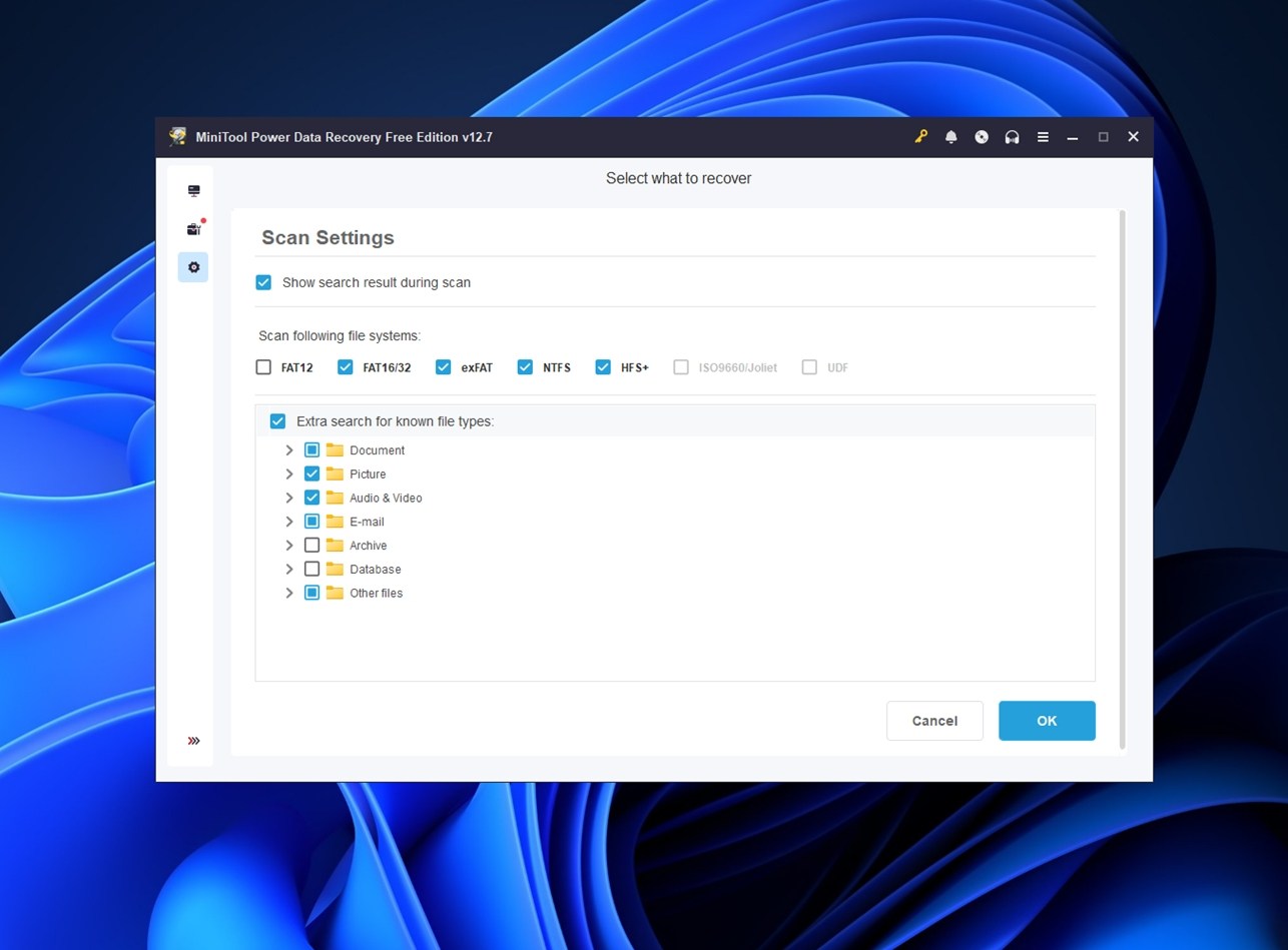 configure scan settings