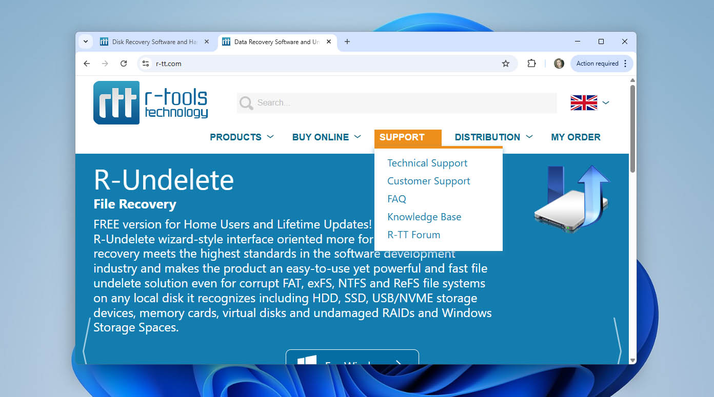 customer support on r-studio website