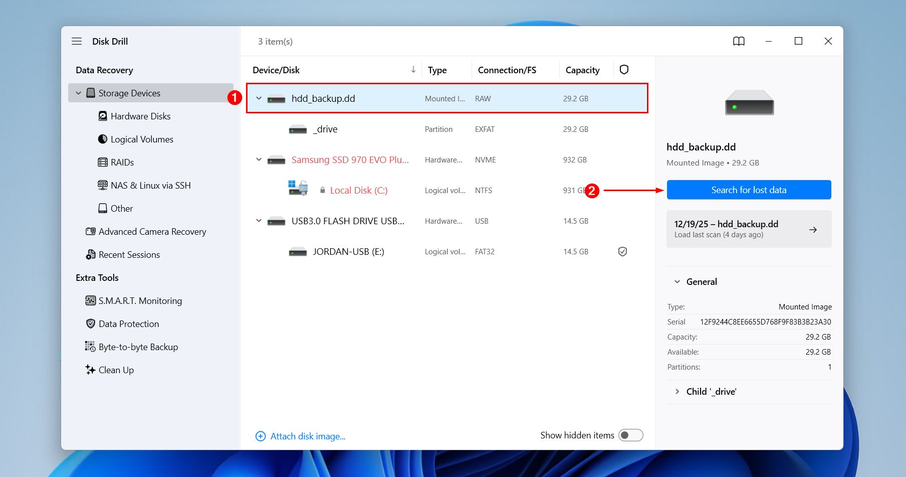 Scanning the hard drive.