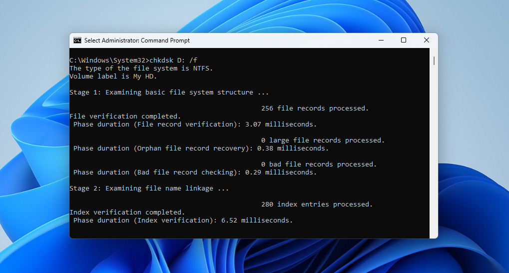 chkdsk utility
