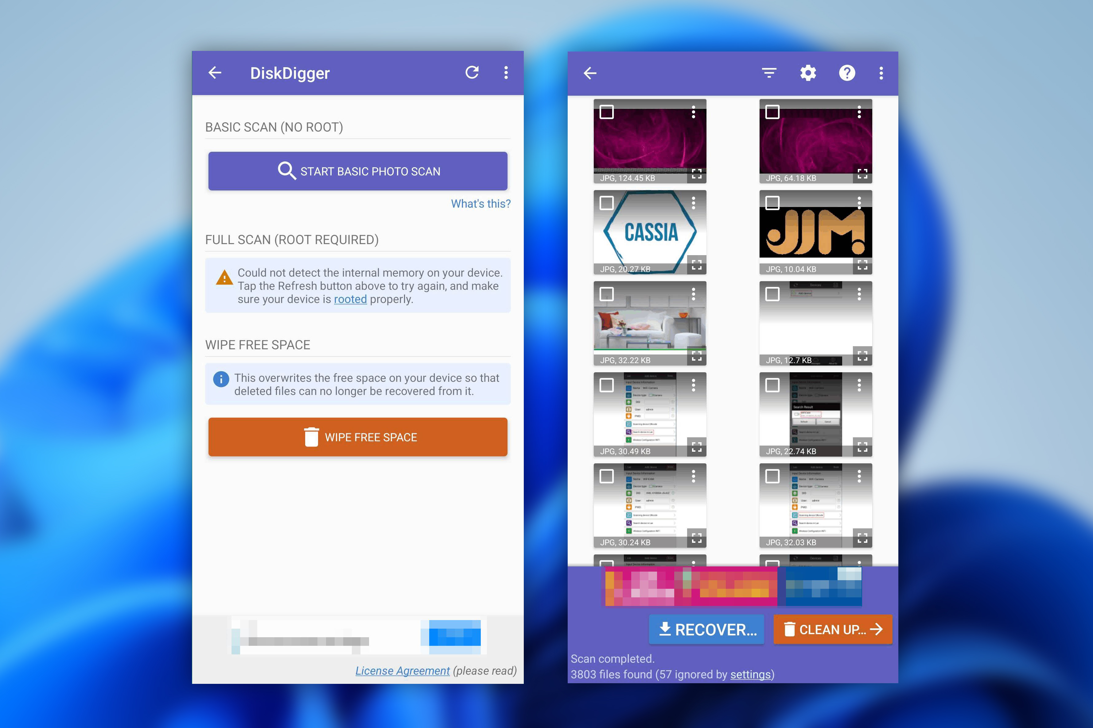 DiskDigger video recovery.