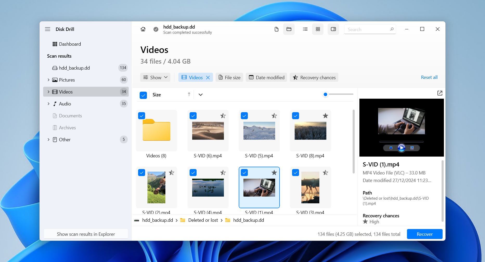 Disk Drill video recovery.