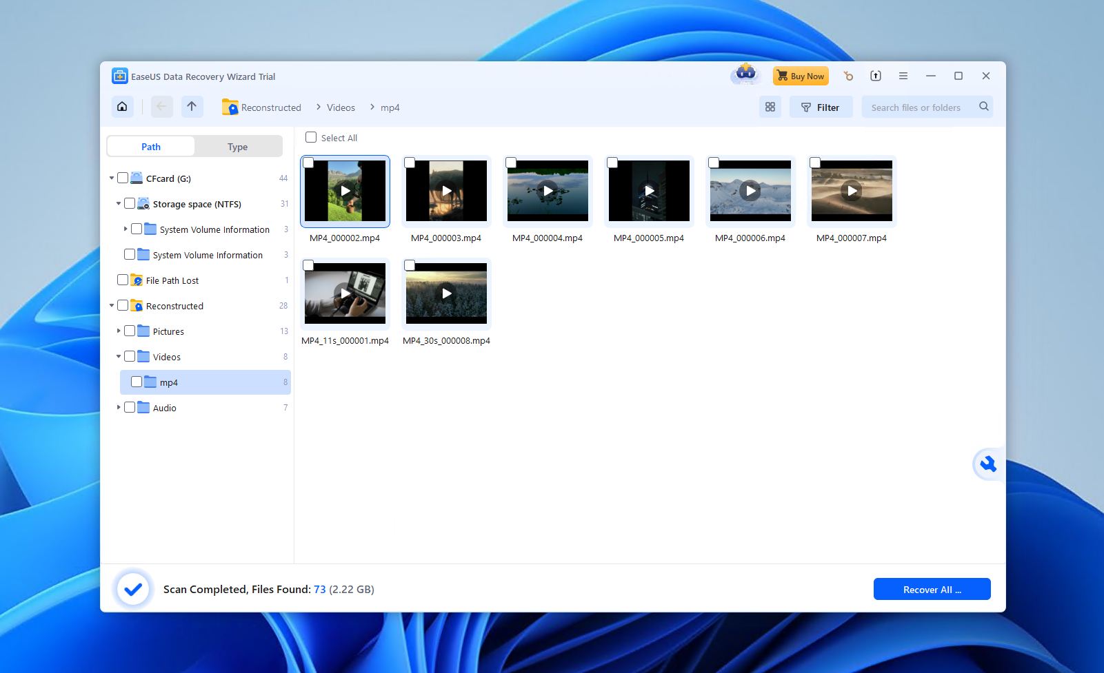 EaseUS video recovery.