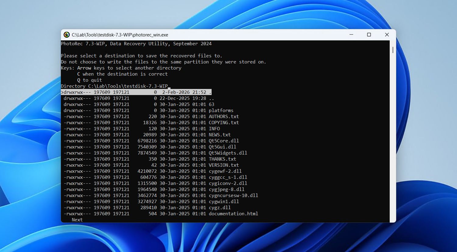 PhotoRec video recovery.