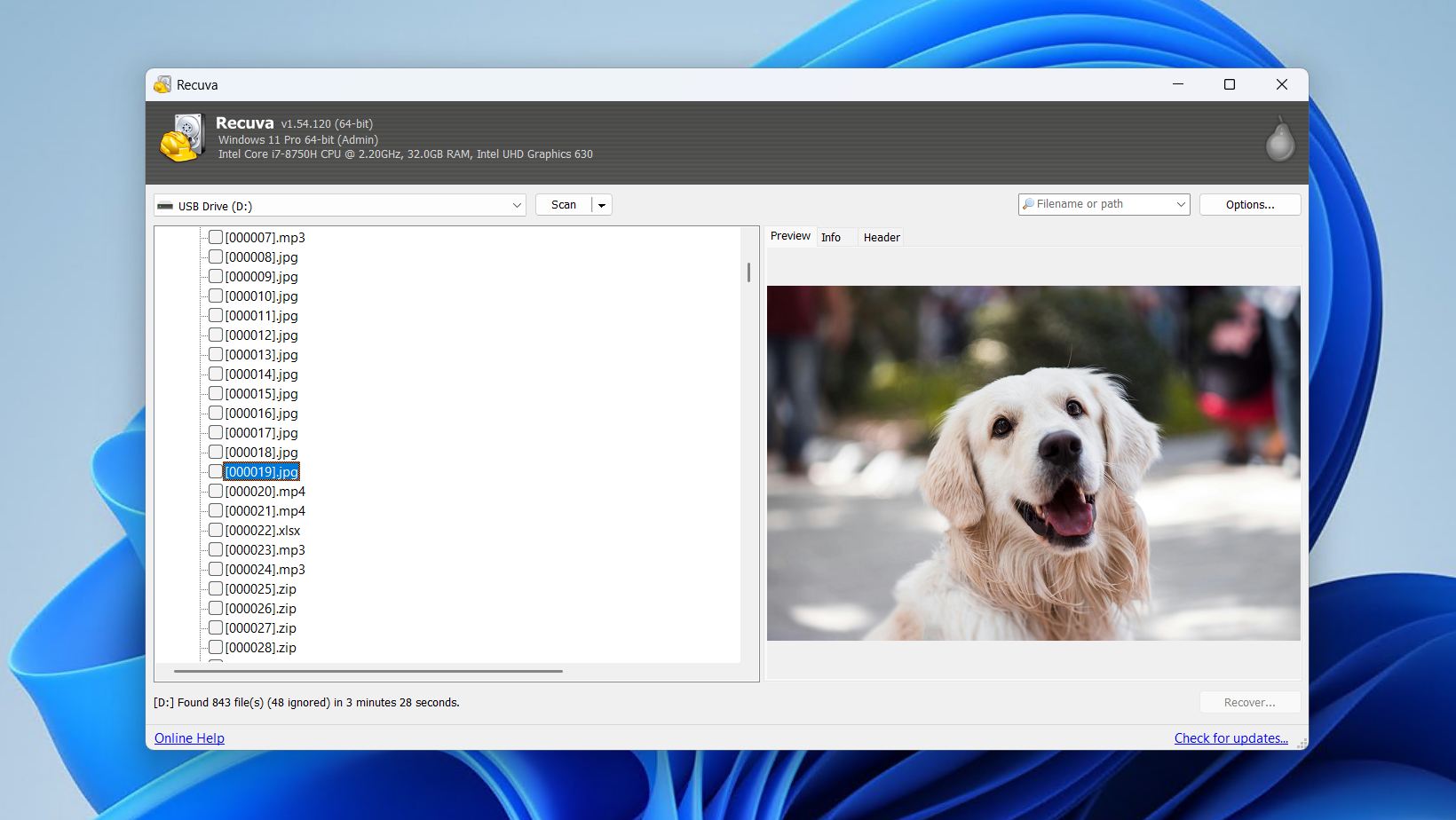 Recuva SSD recovery.