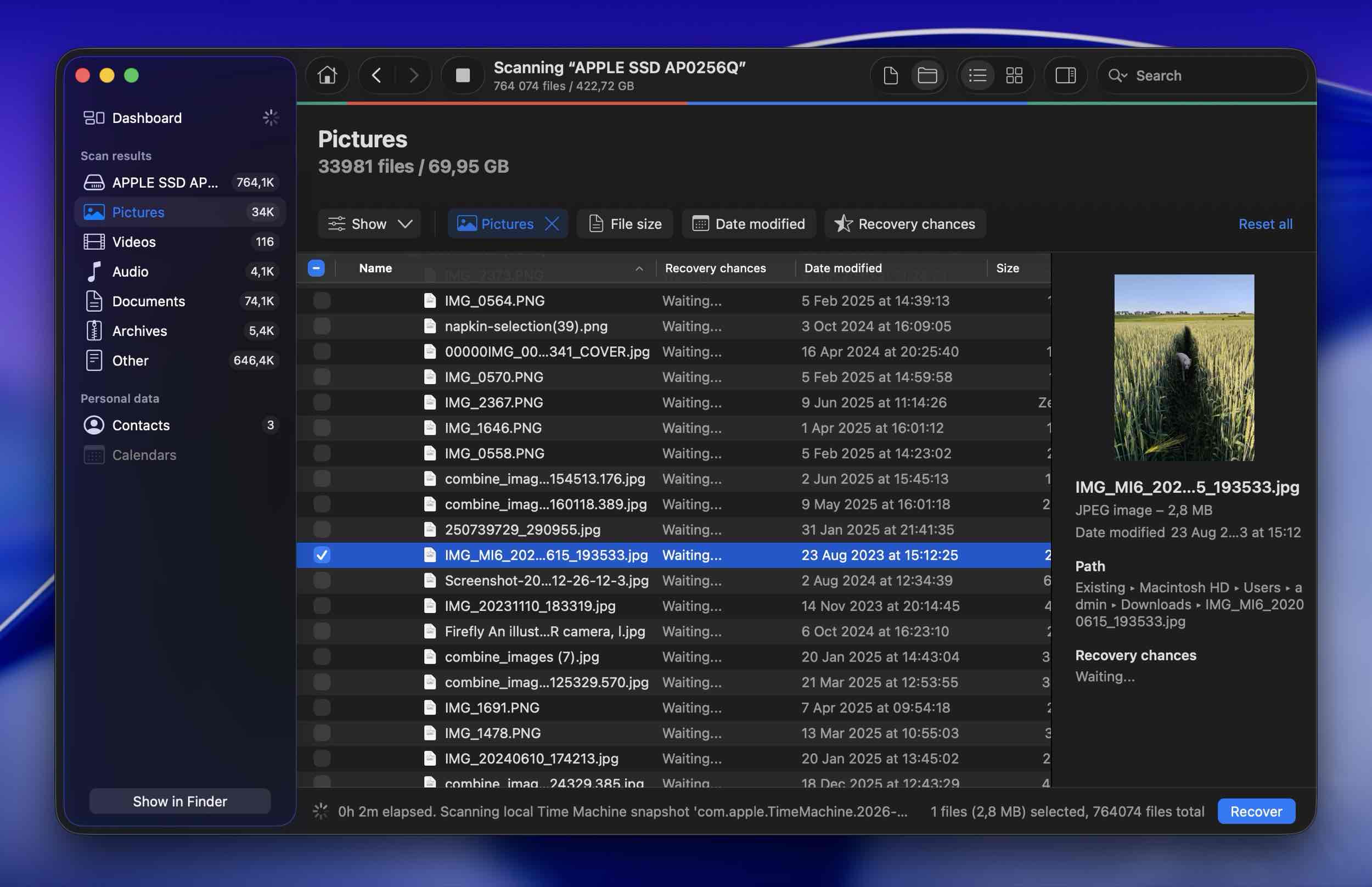 Click on file to preview