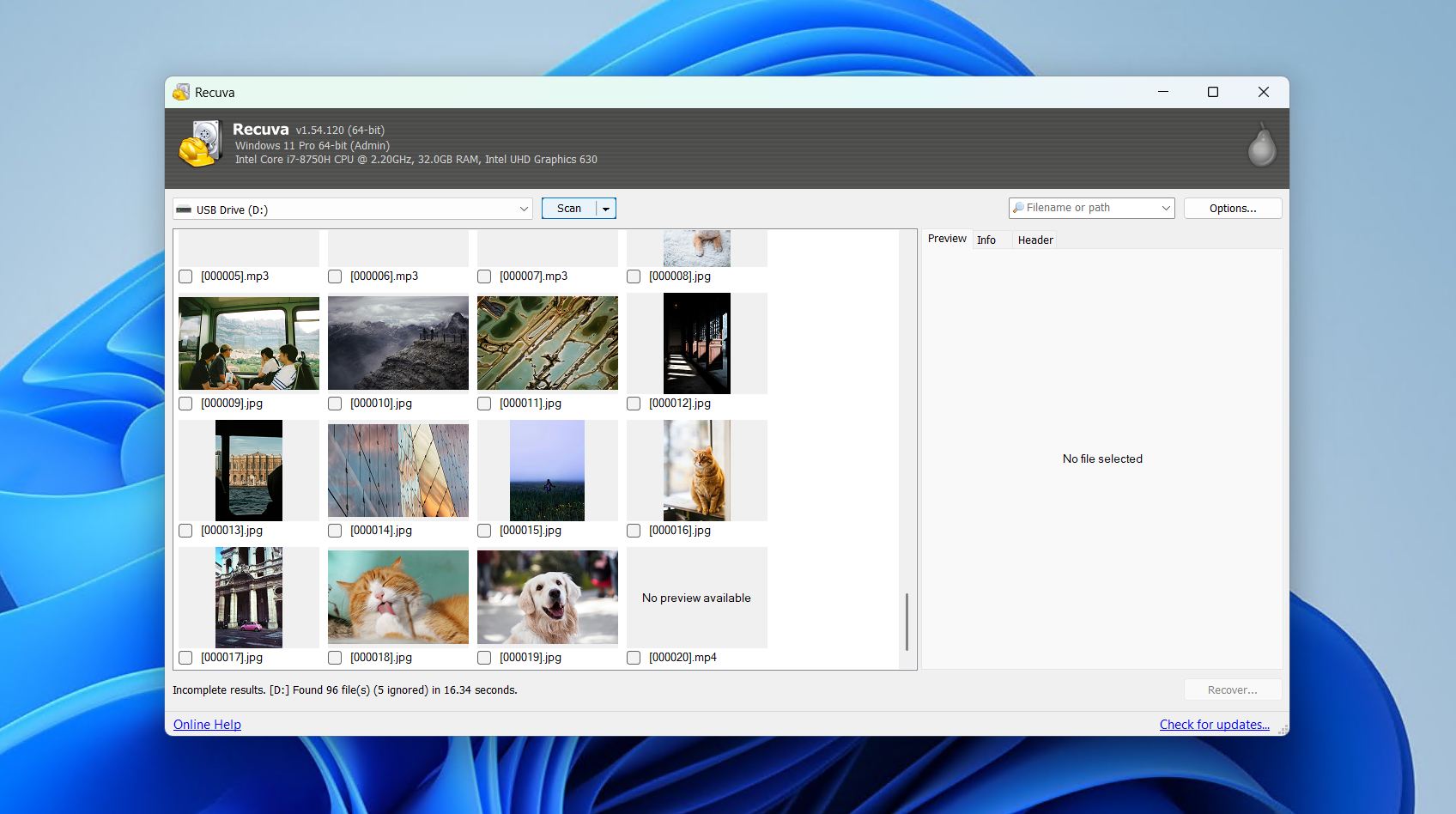 Recuva for free recovery.