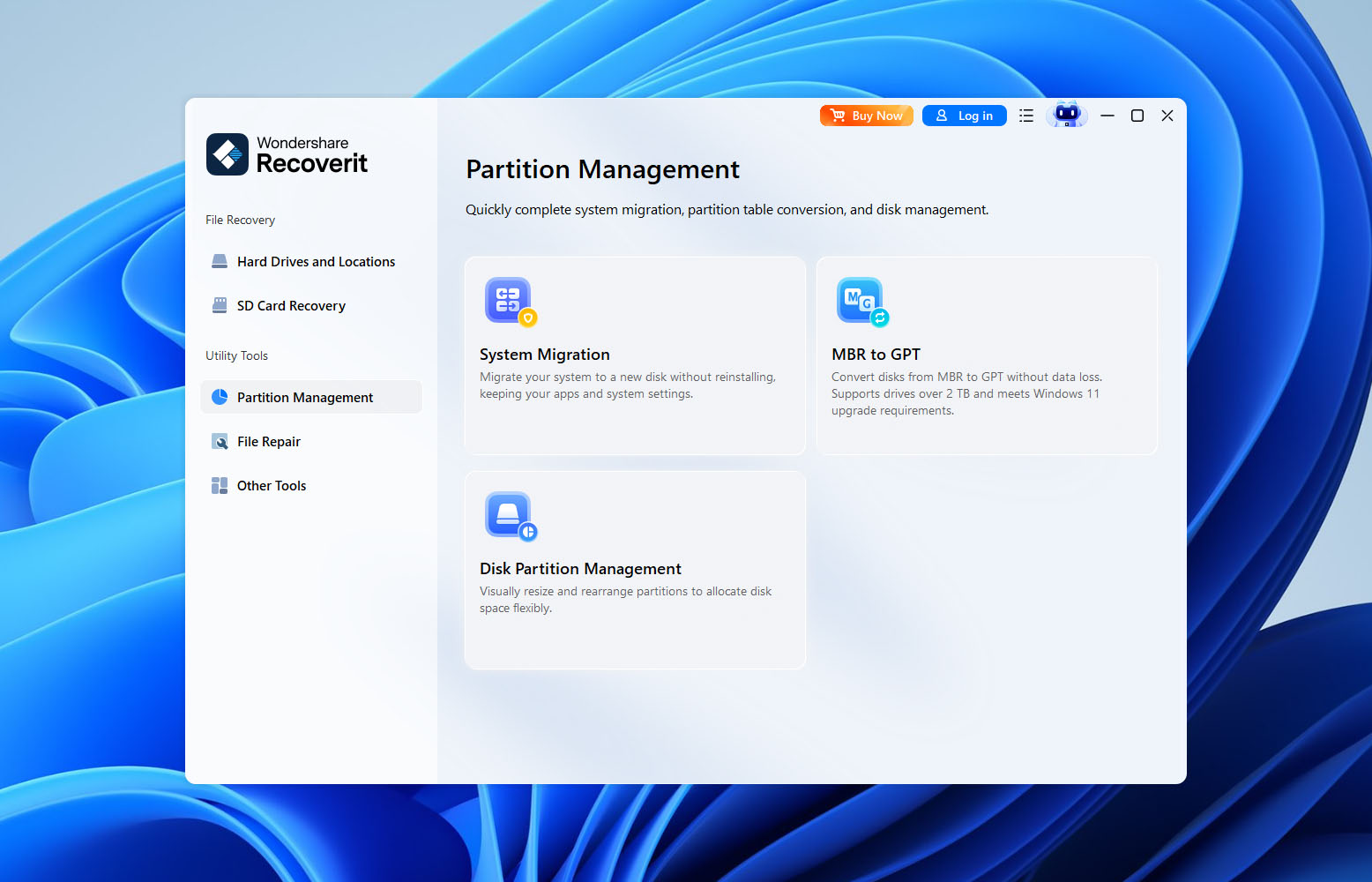 recoverit user interface