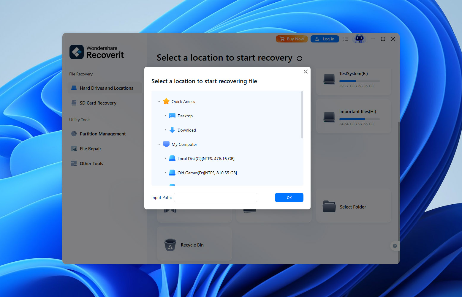 recoverit folder recovery function
