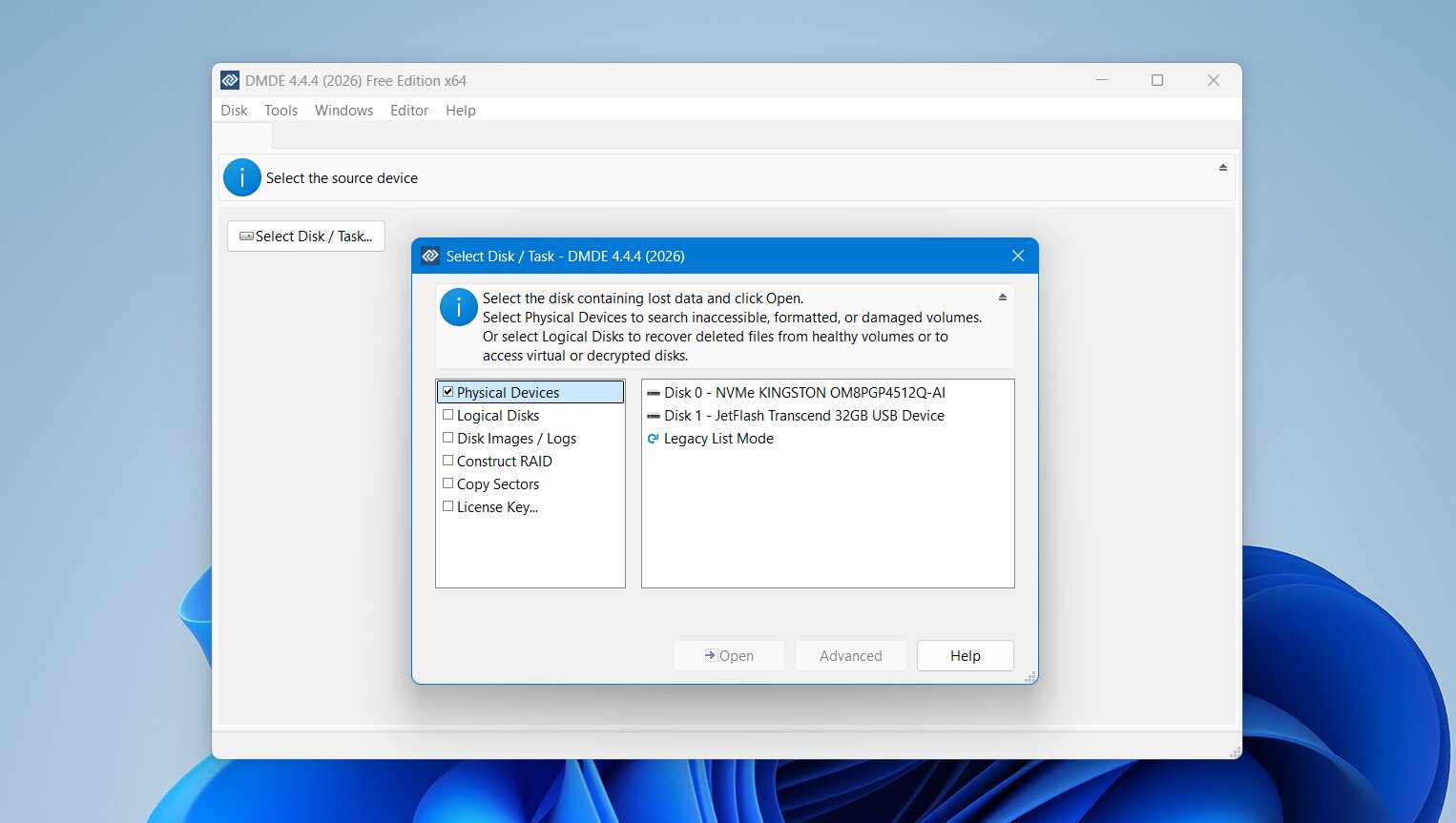DMDE interface