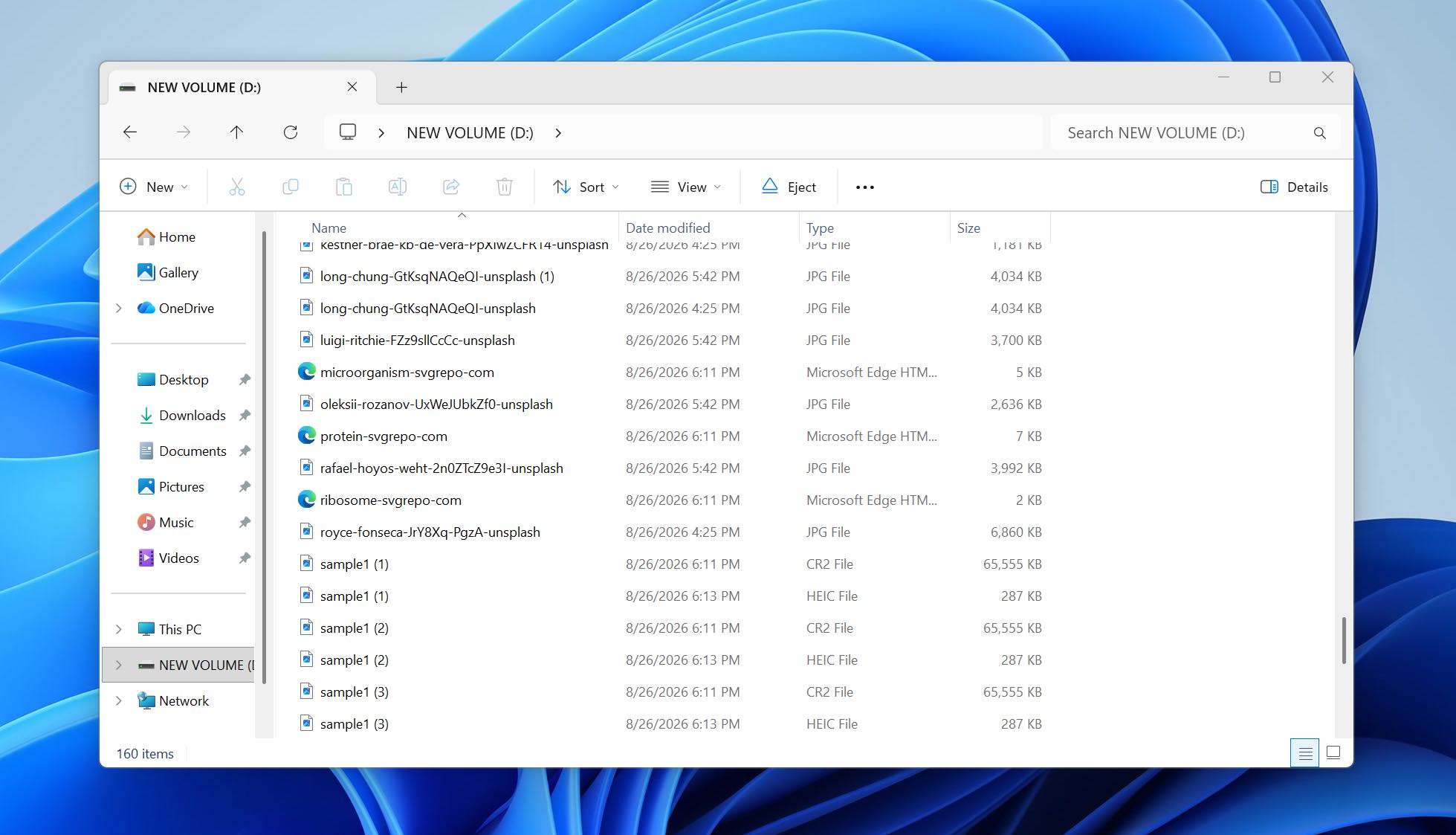 test files on the drive
