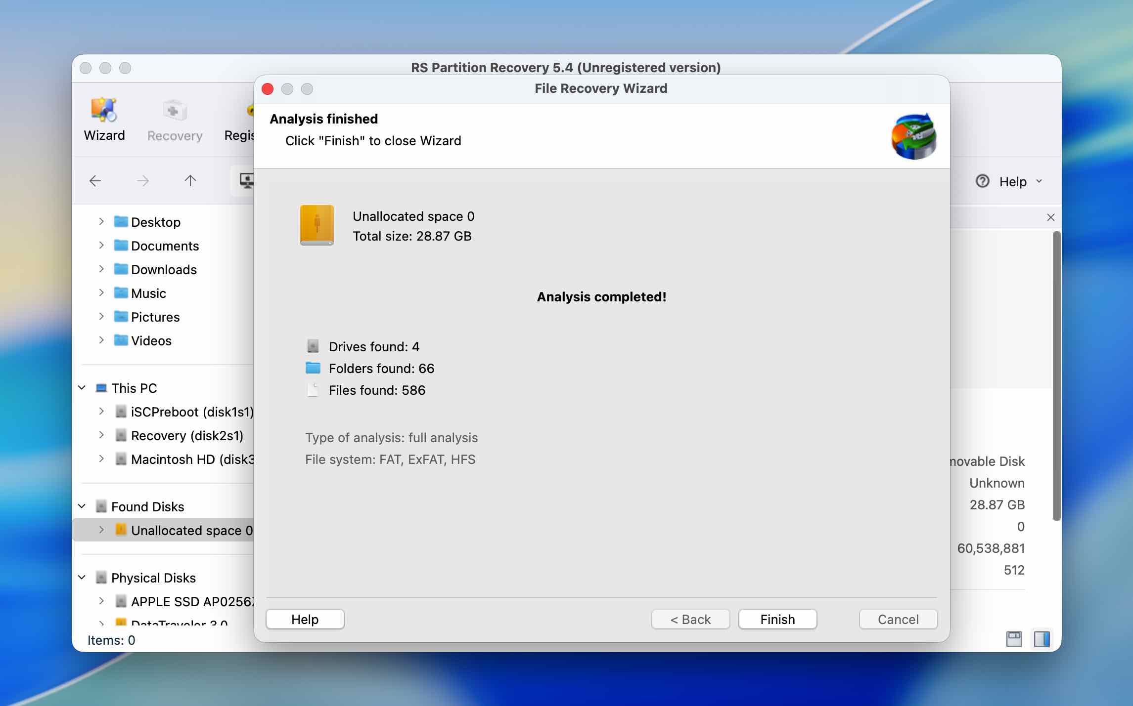 RS Partition Recovery analys result