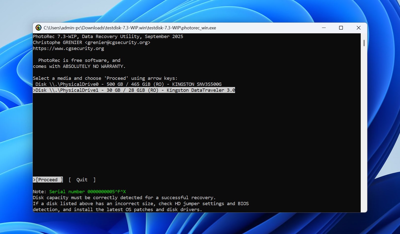 photorec terminal tool