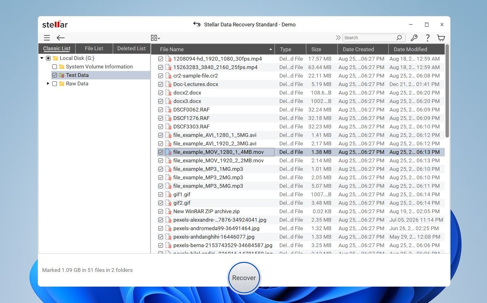 Stellar Data Recovery test results