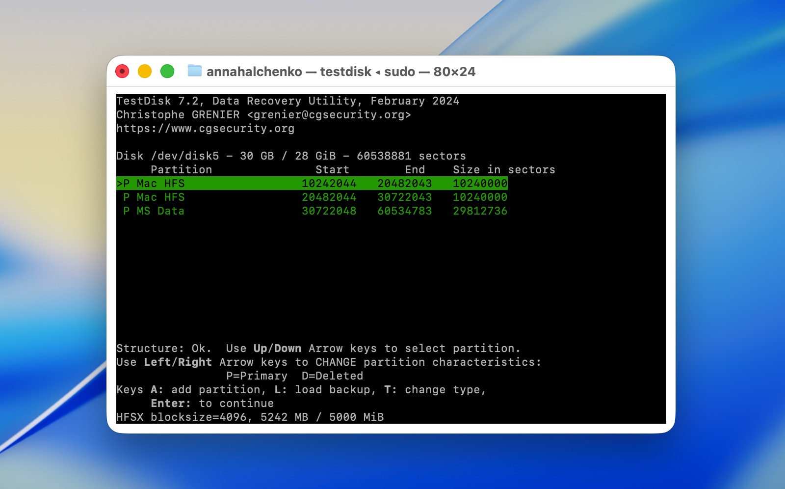 testdisk results